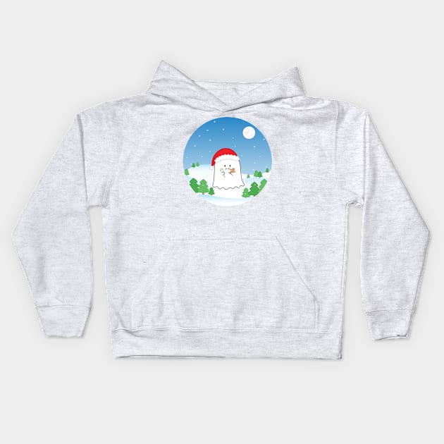 Gordie the Ghost (snowy Christmas) | by queenie's cards Kids Hoodie by queenie's cards